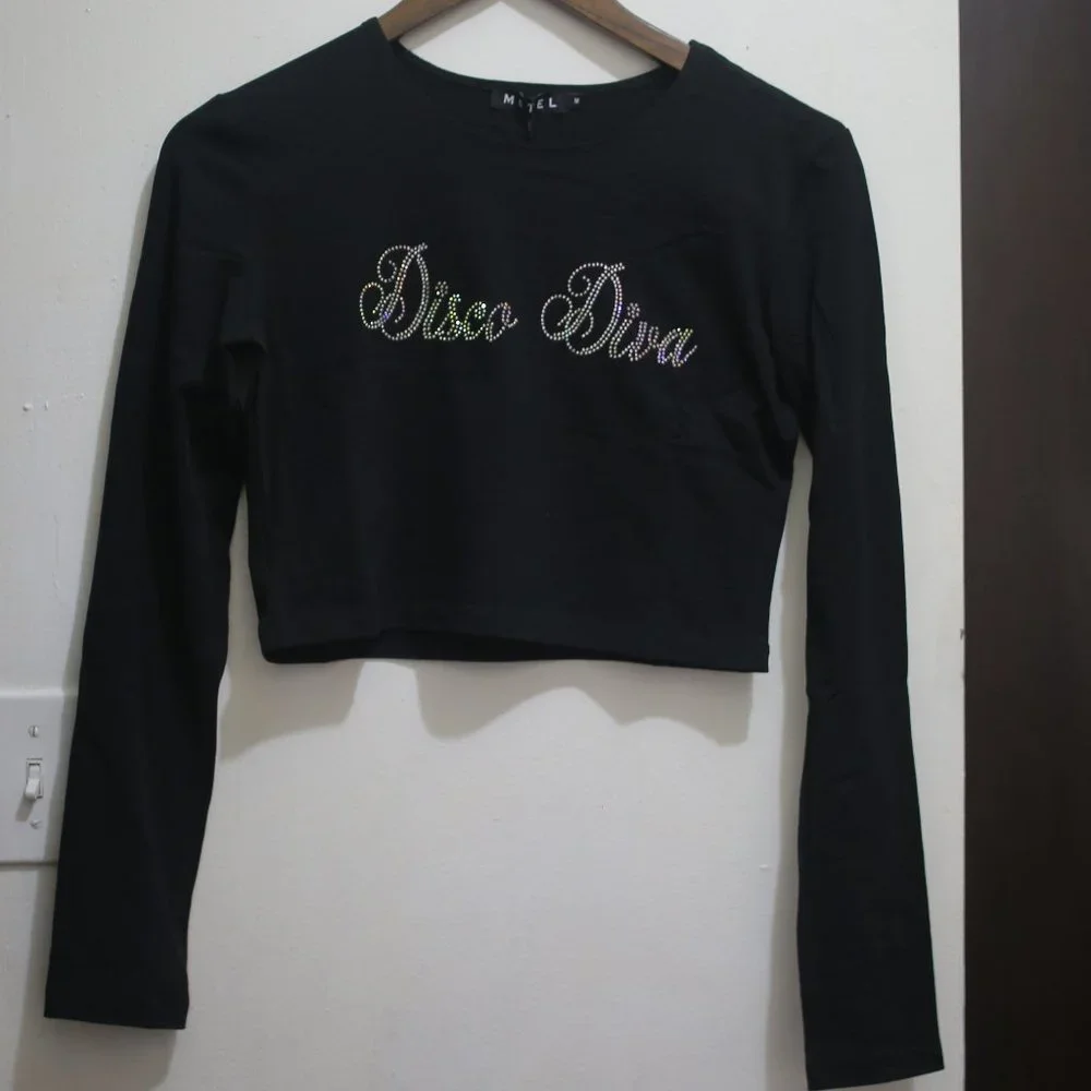 NWT Cropped Rhinestone Top from Dolls Kill. - Picture 6 of 6